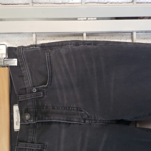 Madewell 9" high rise skinny black fade wash distress knee women's jeans size 25 - Picture 5 of 9